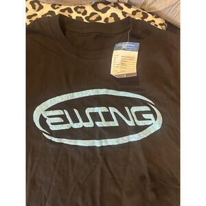 Ewing Athletics Black T Shirt Mens Medium Blue Ewing Script Logo Patrick Ewing